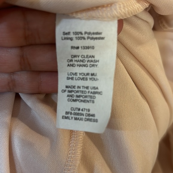 Show me your MUMU Emily Empire Maxi Dress in soft beige chiffon NWT Size Small - Picture 8 of 8